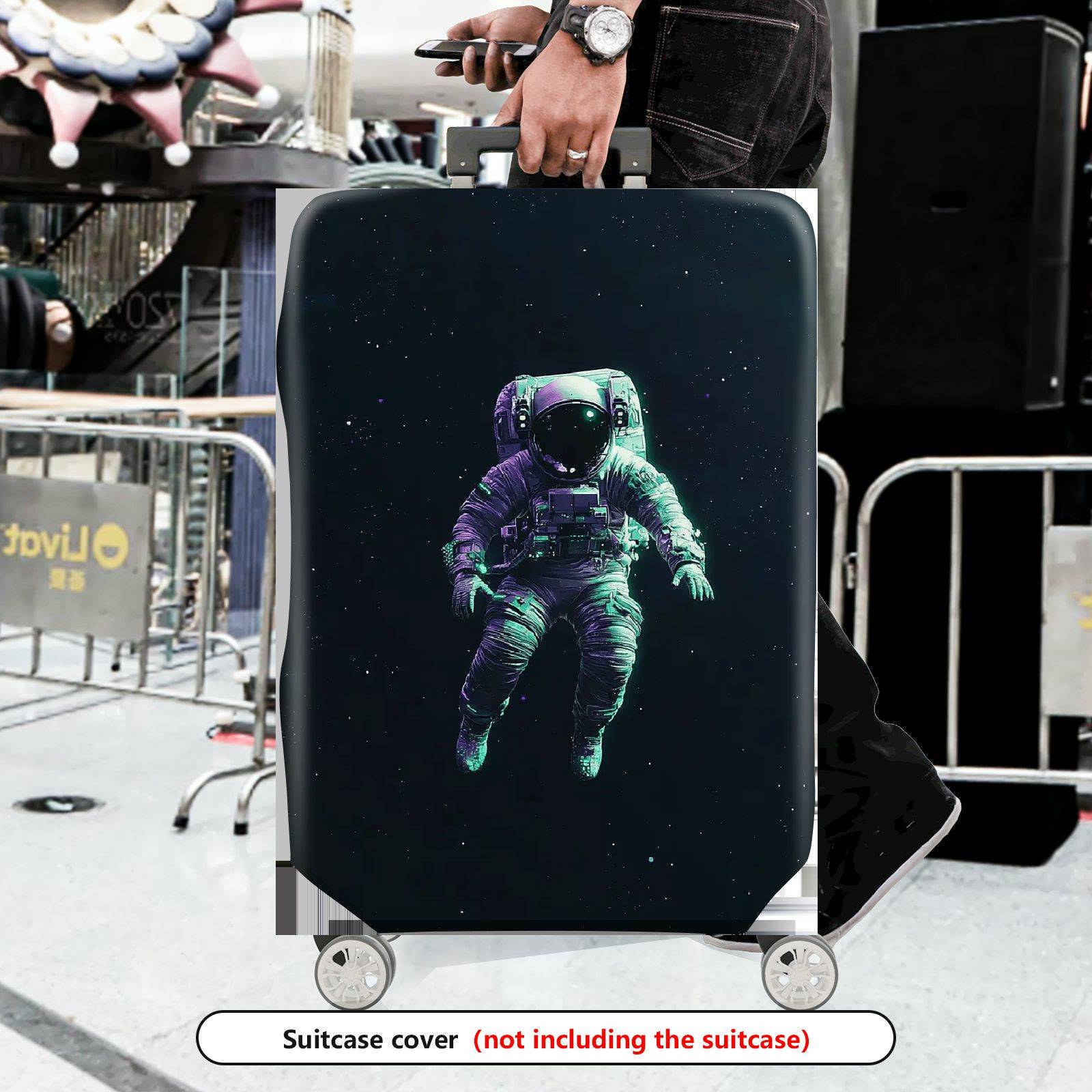 1-Piece Space Astronaut Galaxy Cosmic Universe Star  Suitcase Luggage Cover, Stretch Protective Sleeve