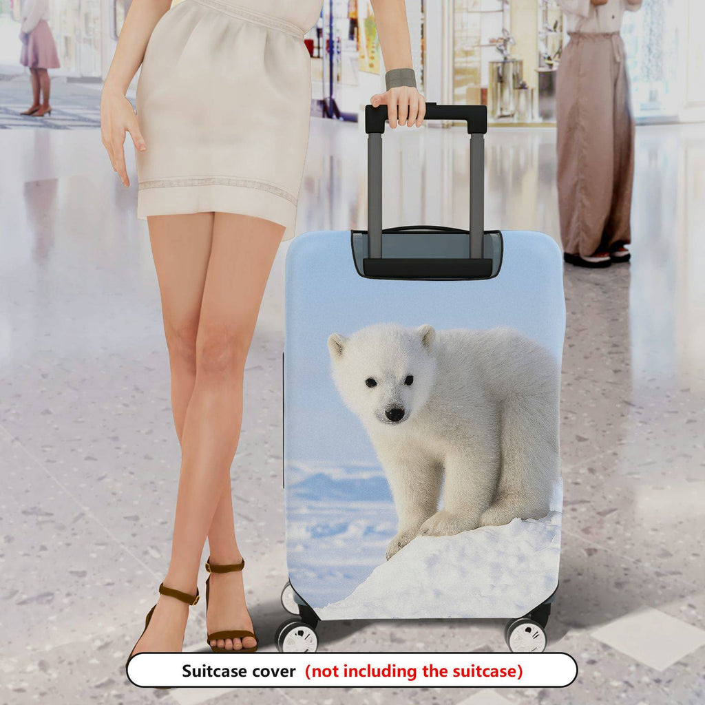1-Piece Cute Polar Bear Snow Winter Nature Animal White  Suitcase Luggage Cover, Stretch Protective Sleeve