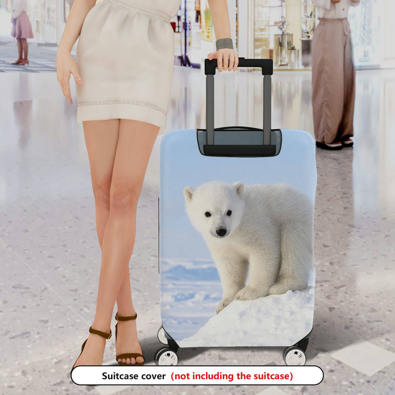 1-Piece Cute Polar Bear Snow Winter Nature Animal White  Suitcase Luggage Cover, Stretch Protective Sleeve