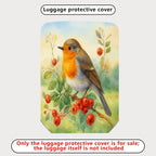 1-Piece Bird Berry Leaf Art Nature Landscape Watercolor  Suitcase Luggage Cover, Stretch Protective Sleeve