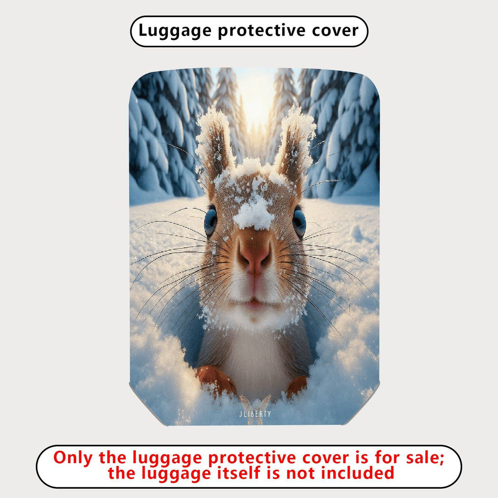 1-Piece Cute Snowy Forest Animal Winter Squirrel  Suitcase Luggage Cover, Stretch Protective Sleeve