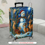 1-Piece Snowman Reindeer Winter Holiday Night Christmas  Suitcase Luggage Cover, Stretch Protective Sleeve
