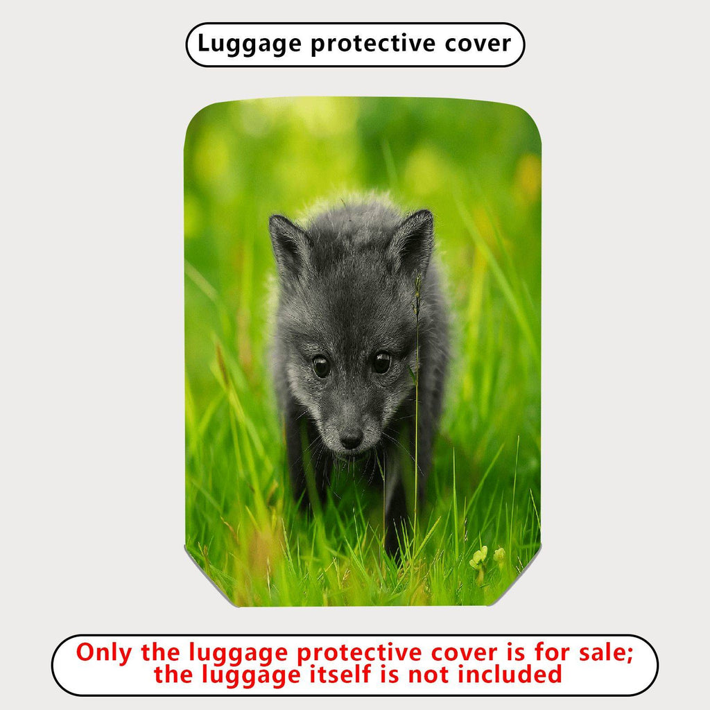 1-Piece Cute Adorable Green Grass Fox Animal Nature  Suitcase Luggage Cover, Stretch Protective Sleeve