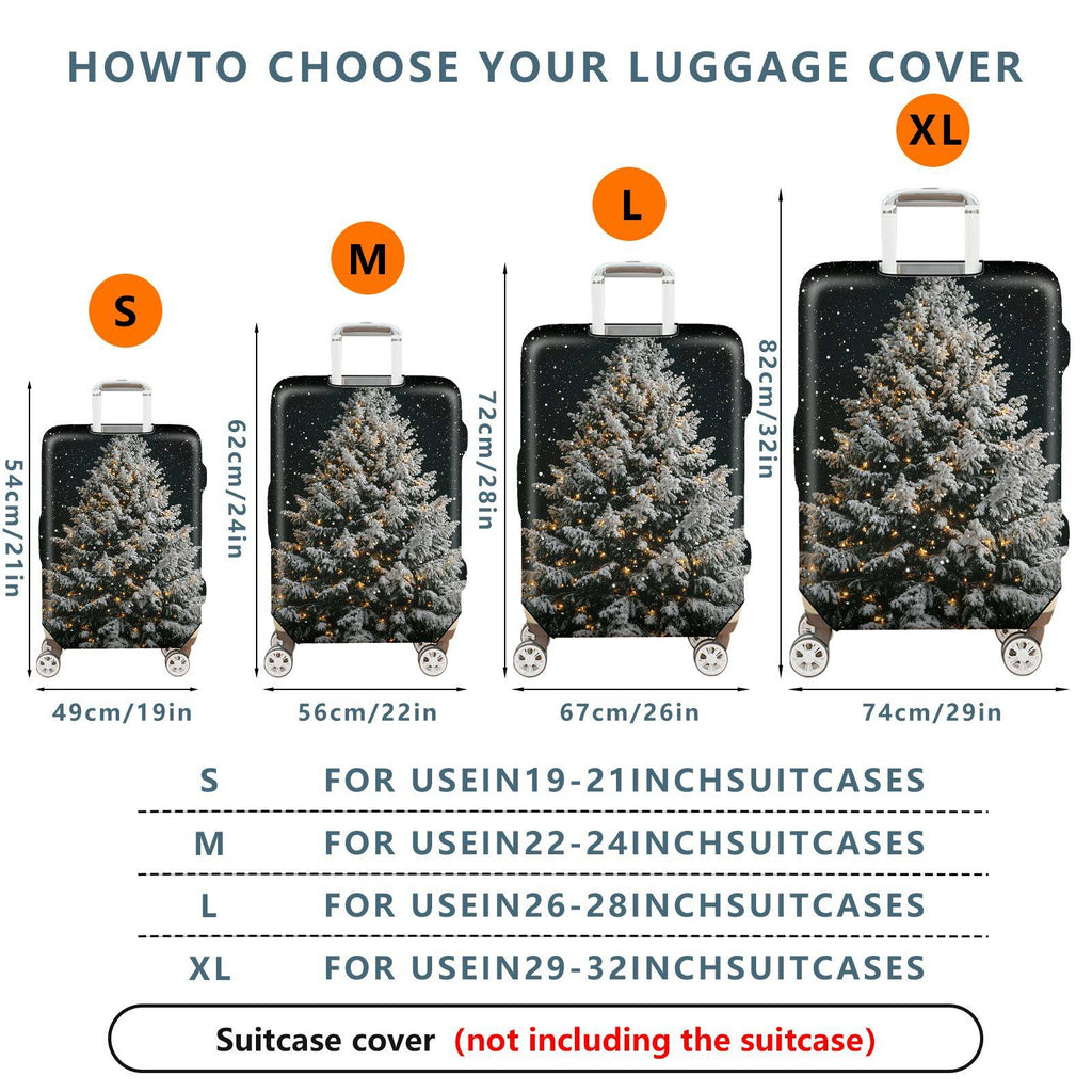 1-Piece Christmas Snow Tree Festive Winter Holiday  Suitcase Luggage Cover, Stretch Protective Sleeve