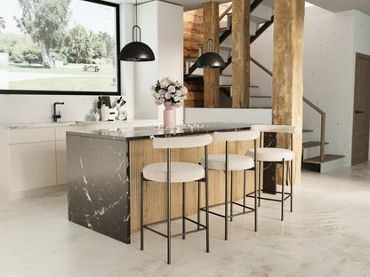 Lot de 2 chaises de bar velours crème Charlotte