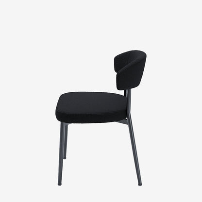 Lot de 2 chaises de salle à manger en tissu bouclette gris anthracite &amp; métal noir Mona