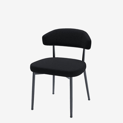 Lot de 2 chaises de salle à manger en tissu bouclette gris anthracite &amp; métal noir Mona