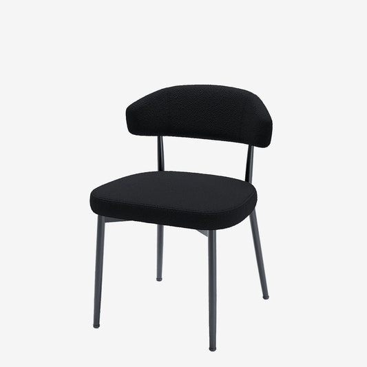 Lot de 2 chaises de salle à manger en tissu bouclette gris anthracite &amp; métal noir Mona