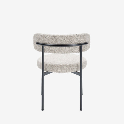 Lot de 2 chaises de table bouclette grise et blanche Scarlett