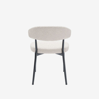 Lot de 2 chaises de salle à manger en tissu bouclette blanche &amp; métal noir Mona
