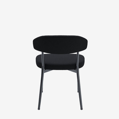 Lot de 2 chaises de salle à manger en tissu bouclette gris anthracite &amp; métal noir Mona