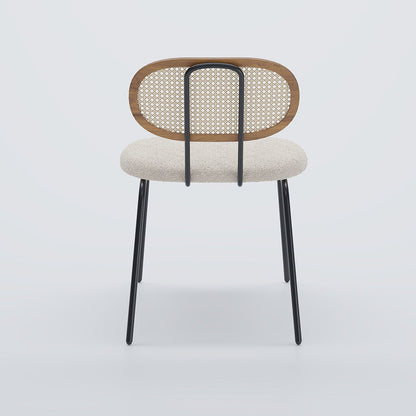 Lot de 2 chaises cannage et tissu bouclé blanc Gabrielle