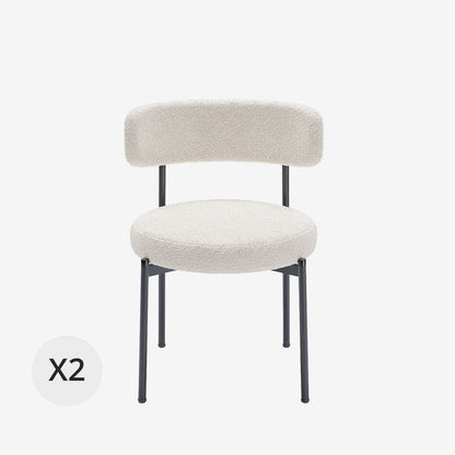 Lot de 2 chaises de table bouclette blanche Scarlett