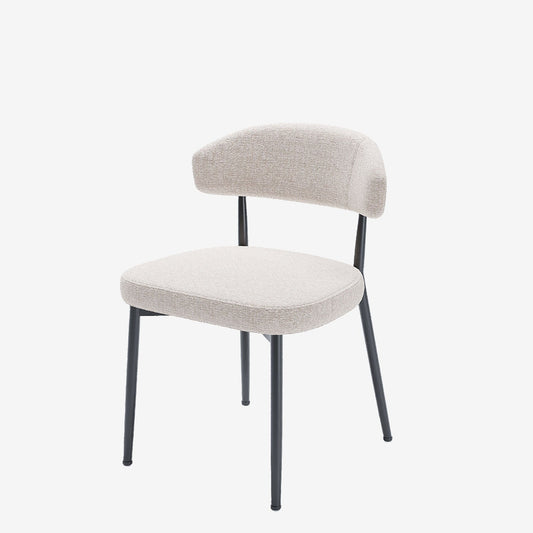 Lot de 2 chaises de salle à manger en velours crème &amp; métal noir Mona