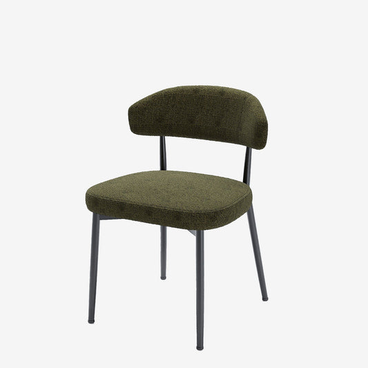 Lot de 2 chaises de salle à manger en velours vert &amp; métal noir Mona
