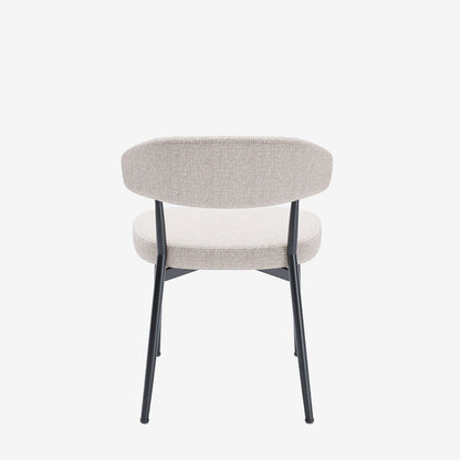 Lot de 2 chaises de salle à manger en velours crème &amp; métal noir Mona