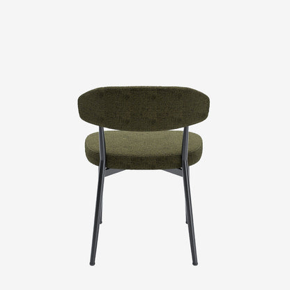 Lot de 2 chaises de salle à manger en velours vert &amp; métal noir Mona