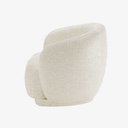 Fauteuil design demi-tonneau en velours vintage crème Victoria
