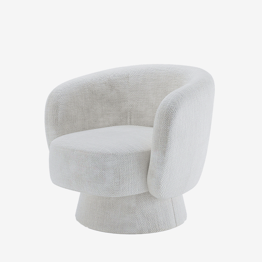 Fauteuil pivotant en tissu chenille blanc Salma