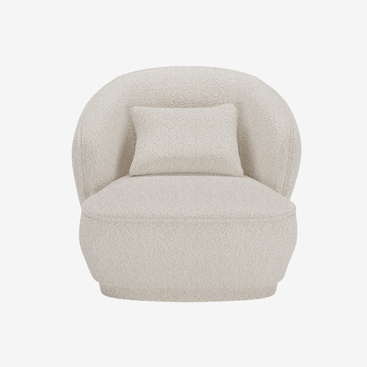 Fauteuil design bouclette gris-crème Pablo