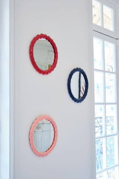 Georgia - Miroir mural design ondulé en céramique rouge