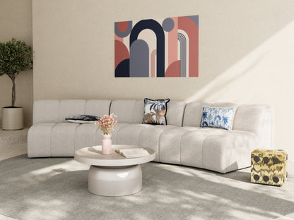 Canapé modulable en tissu bouclette gris-crème