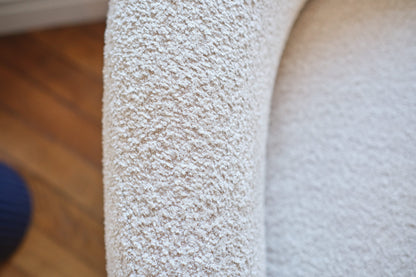 Causeuse Joshua - Fauteuil 2 places en tissu bouclette crème
