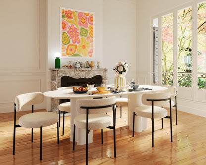 Lot de 2 chaises de salle à manger design moderne, bouclette blanche Julia