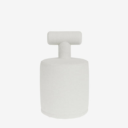 Tom – Pouf avec dossier en tissu chenille blanc