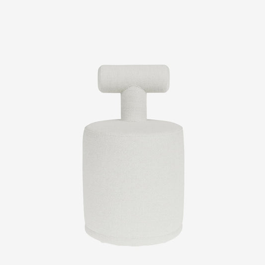 Tom – Pouf avec dossier en tissu chenille blanc