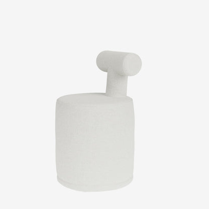 Tom – Pouf avec dossier en tissu chenille blanc