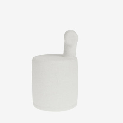 Tom – Pouf avec dossier en tissu chenille blanc
