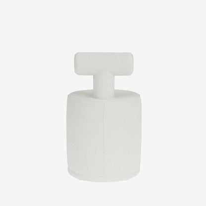 Tom – Pouf avec dossier en tissu chenille blanc
