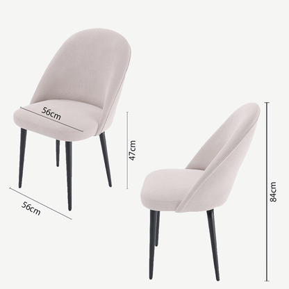 Lot de 2 chaises tissu &amp; métal noir