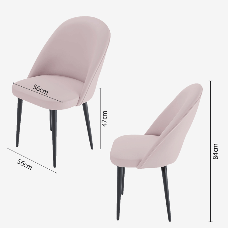 Lot de 2 chaises en velours rose &amp; métal noir Nina