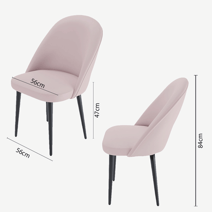 Lot de 2 chaises en velours rose &amp; métal noir Nina