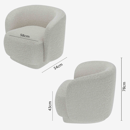 Fauteuil bouclette couleur gris-crème Victoria