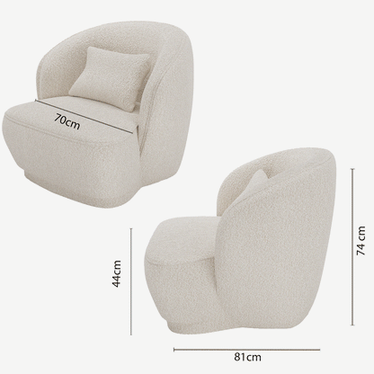 Fauteuil design bouclette gris-crème Pablo
