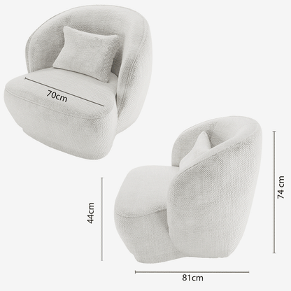 Fauteuil design tissu chenille blanc Pablo