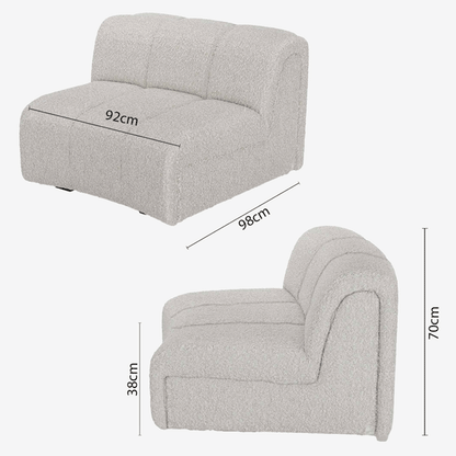 Chauffeuse d'angle pour canapé modulable en tissu bouclette gris-crème Hélène