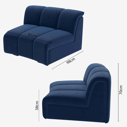 Chauffeuse d'angle pour canapé modulable en velours bleu marine Hélène
