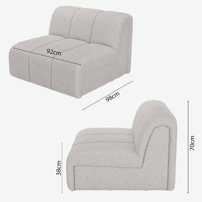 Canapé modulable en tissu bouclette gris-crème