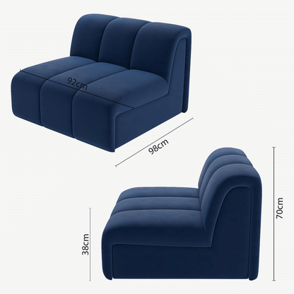 Canapé modulable en velours bleu marine Hélène