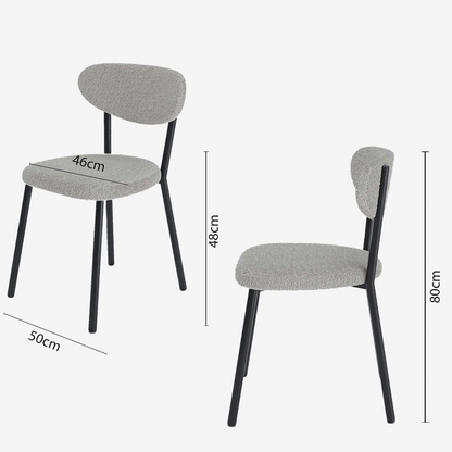 Lot de 2 chaises tissu bouclette pied métal