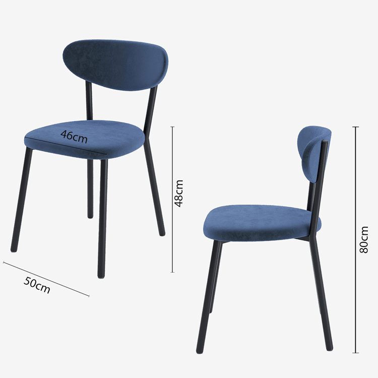 Lot de 2 chaises velours pied métal