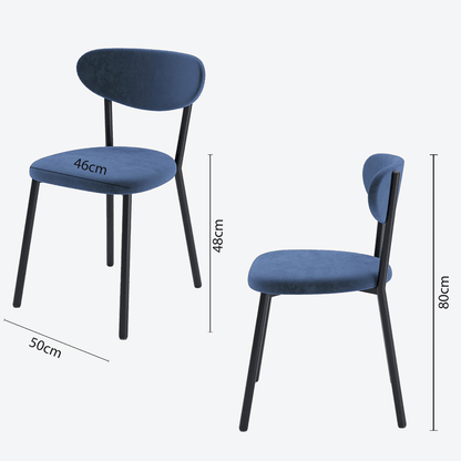Lot de 2 chaises velours pied métal