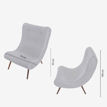 Fauteuil avec repose-pieds bouclé