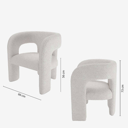 Fauteuil de salle à manger en bouclette gris-crème