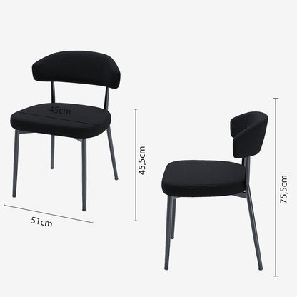 Lot de 2 chaises de salle à manger en tissu bouclette gris anthracite &amp; métal noir Mona