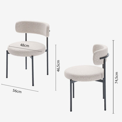 Lot de 2 chaises de table velours crème Scarlett